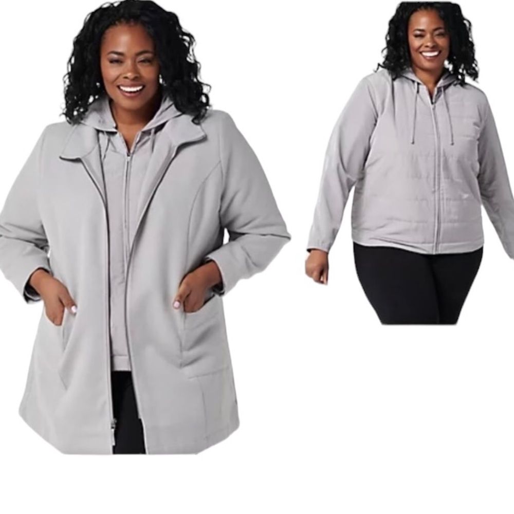 Zuda 2 In 1 Brushed Coat Removable Lining/Puffed Hooded Jacket Patch Pocket Upf